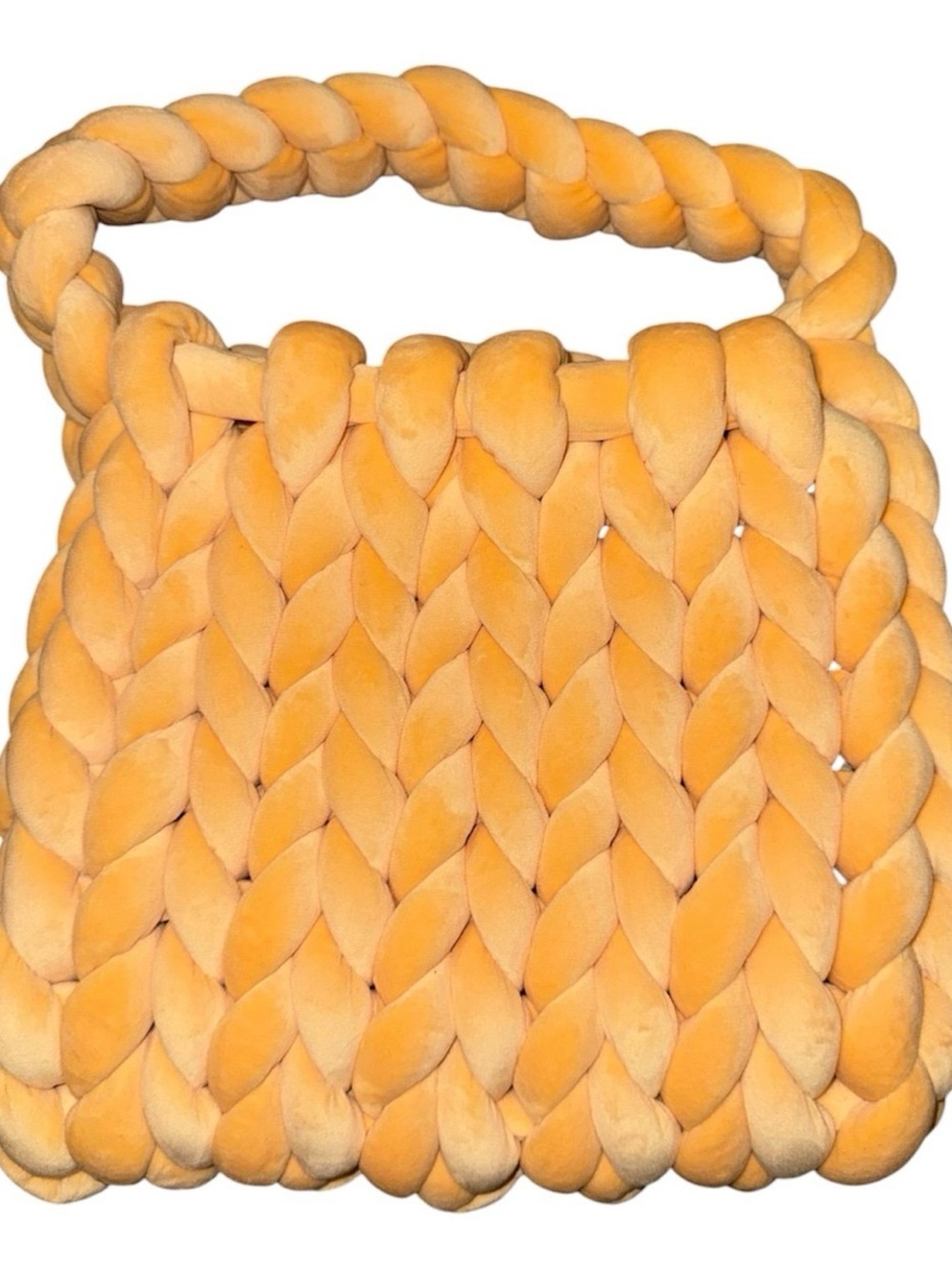 Plush Braided Tote Bag - Orange